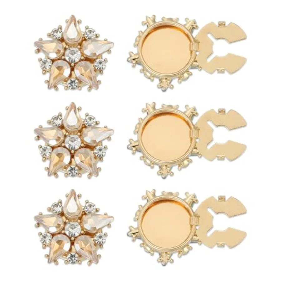 Rhinestone Button Cover Set, 6Pcs Star Flower Crystal Embellishments