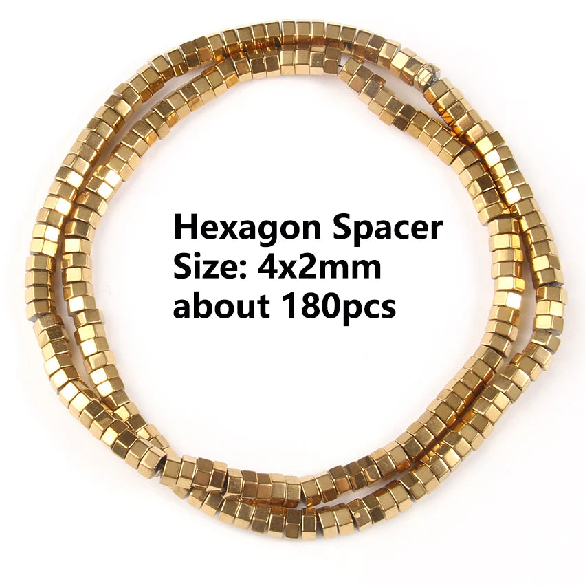 Color Retention Real Gold Plated Hematite Bead Irregular Heart Cube Rondelle Spacer Beads For Jewelry Making Diy Bracelet 15inch