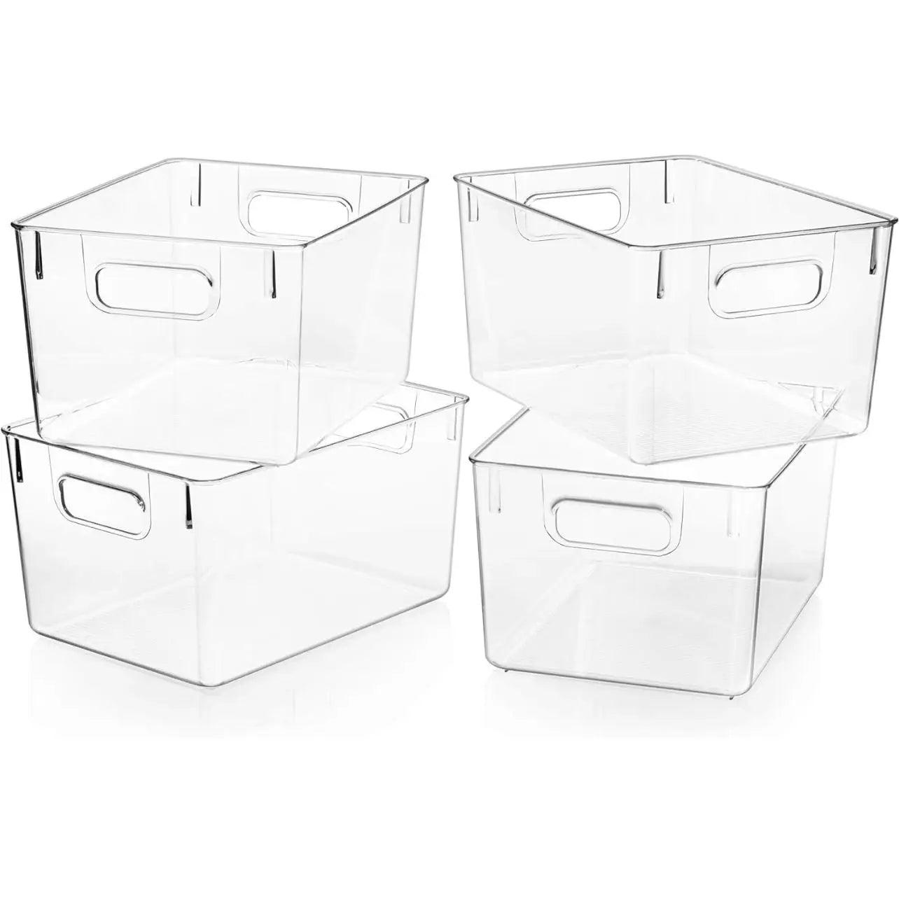Clear Plastic Storage Bins 4 Pack Pantry Fridge Organizer Containers