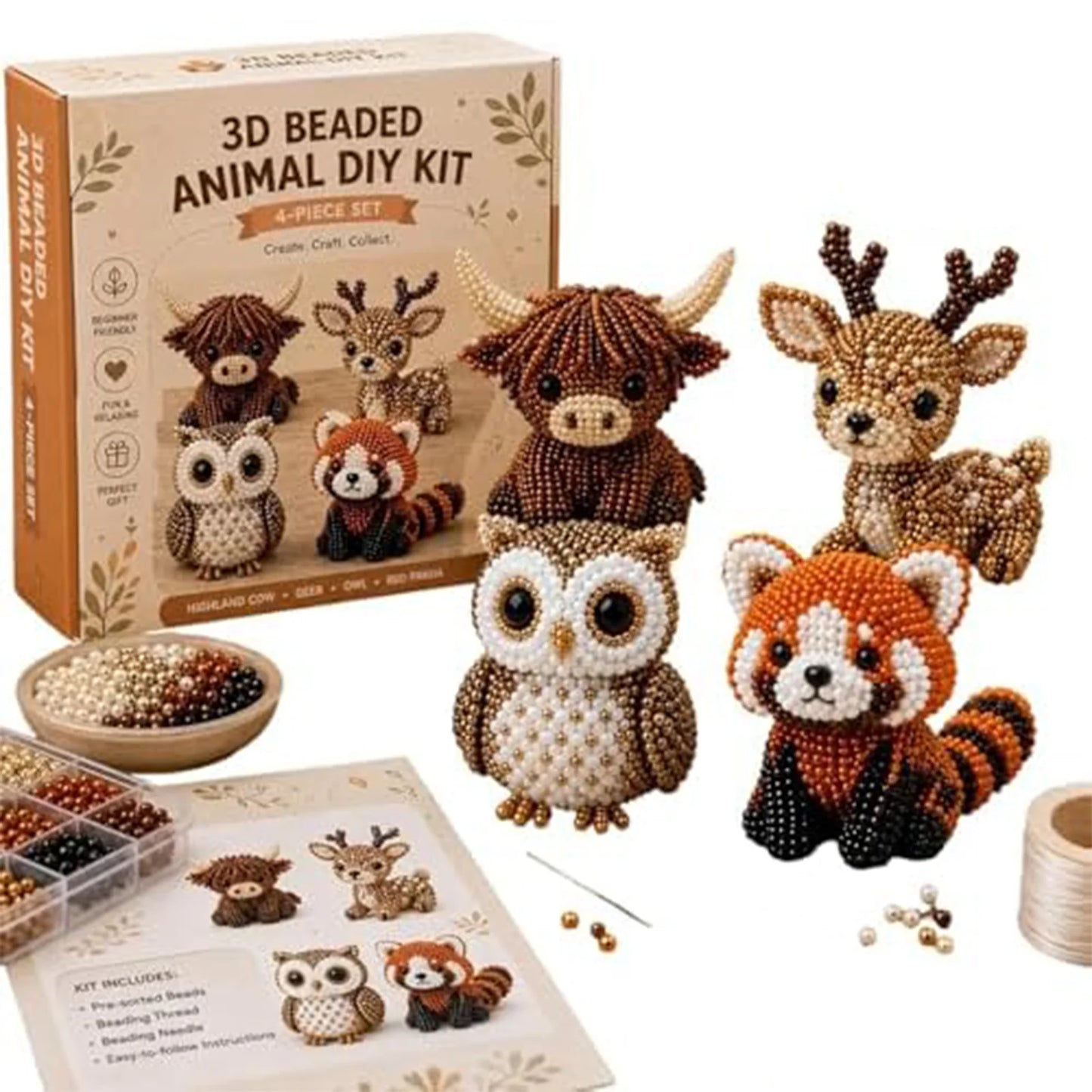Tiny 3D Beaded Animal DIY Kit Cute Bird Beading Set