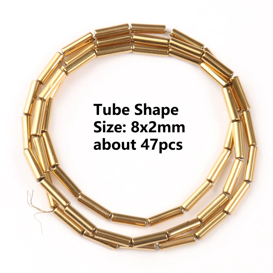 Color Retention Real Gold Plated Hematite Bead Irregular Heart Cube Rondelle Spacer Beads For Jewelry Making Diy Bracelet 15inch