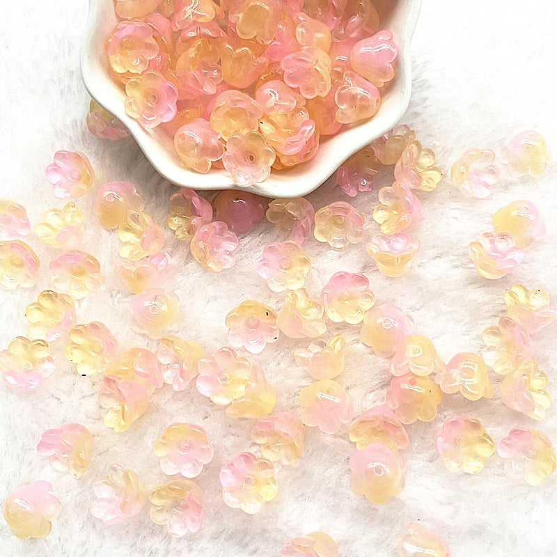 New 20pcs/lot 7X12mm Colorful Bellflower Lampwork Beads Caps Glass Spacer Beads for Jewelry Making DIY Bracelets Hairpin