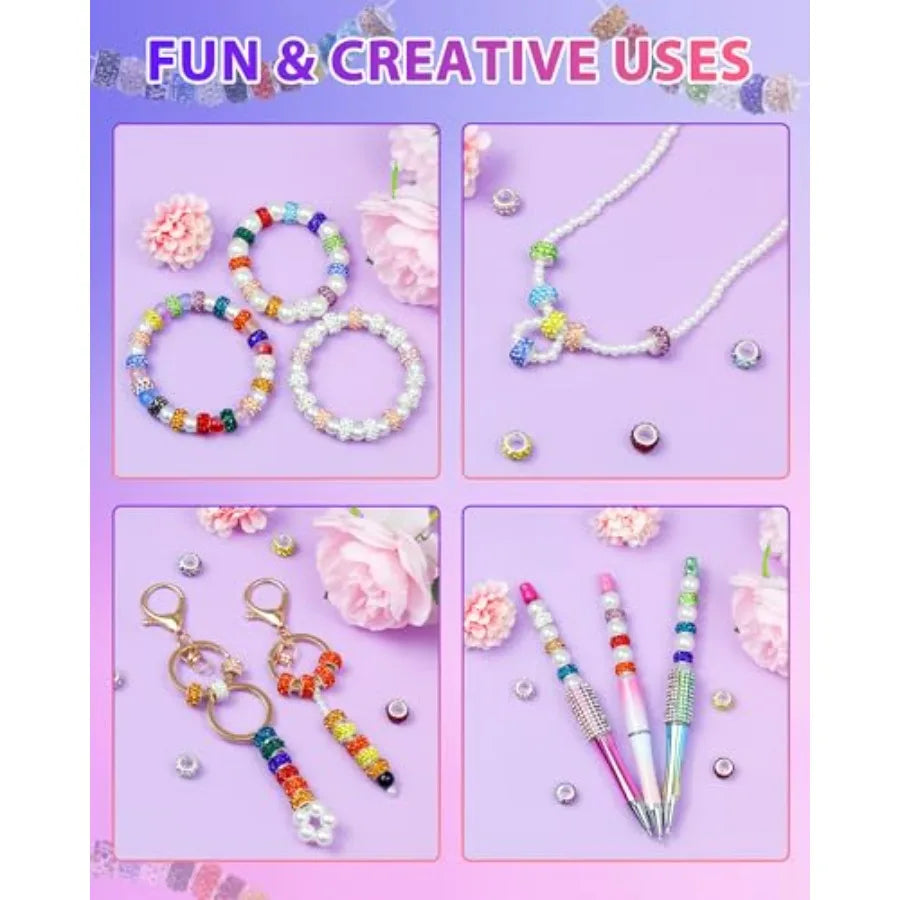 Rhinestone Large Hole Beads For Jewelry Making And Beadable Pens