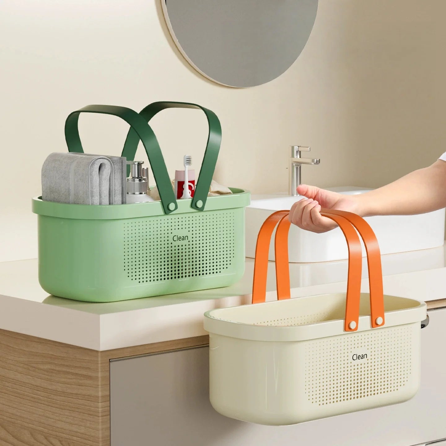 Plastic Storage Basket With Handle Shower Caddy Organizer