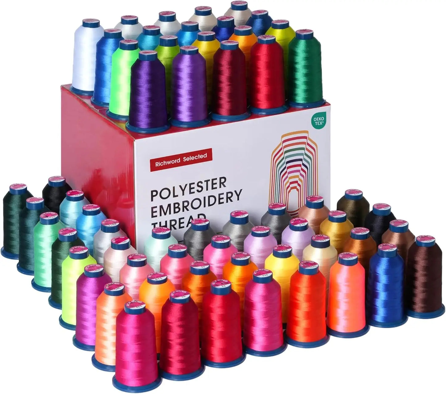 Embroidery Machine Thread 60 Colors 40WT (108D/2) Polyester Thread Kit Each Cone 4000M (4374Y)
