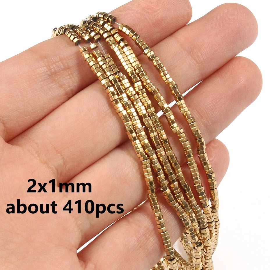 Color Retention Real Gold Plated Hematite Bead Irregular Heart Cube Rondelle Spacer Beads For Jewelry Making Diy Bracelet 15inch