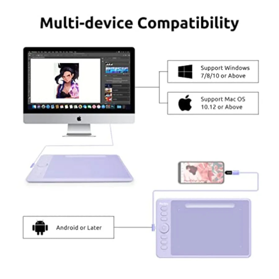 Graphic Drawing Tablet With Battery-Free Stylus And Glove 8192 Levels