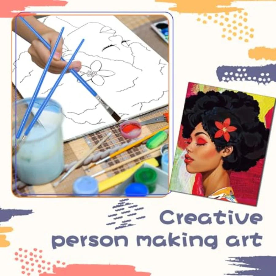 Sip and Paint Kit, 108 Pcs, Pre Drawn Canvas Artwork