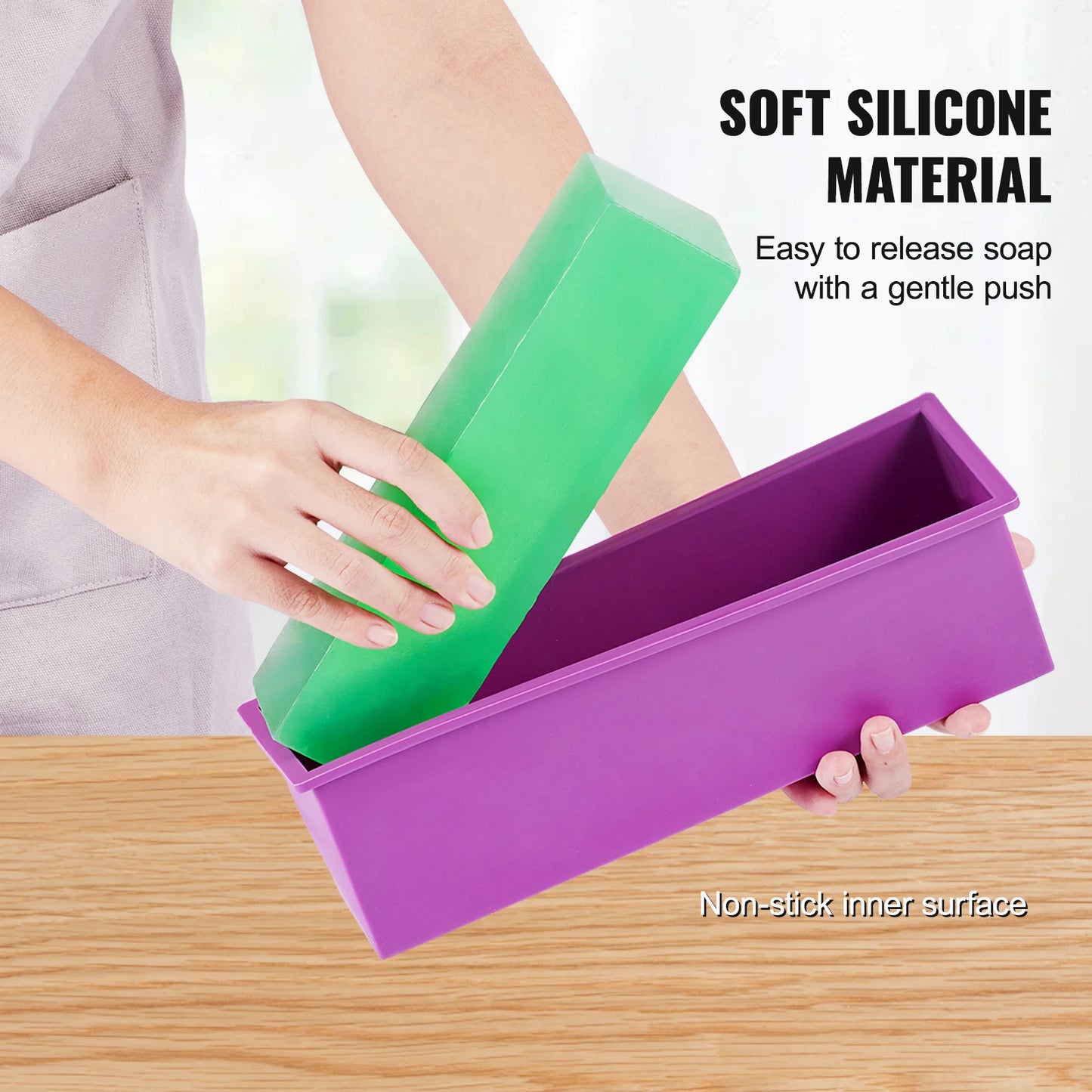 Soap Making Kit With Bamboo Box, Silicone Mold, Stainless Cutters