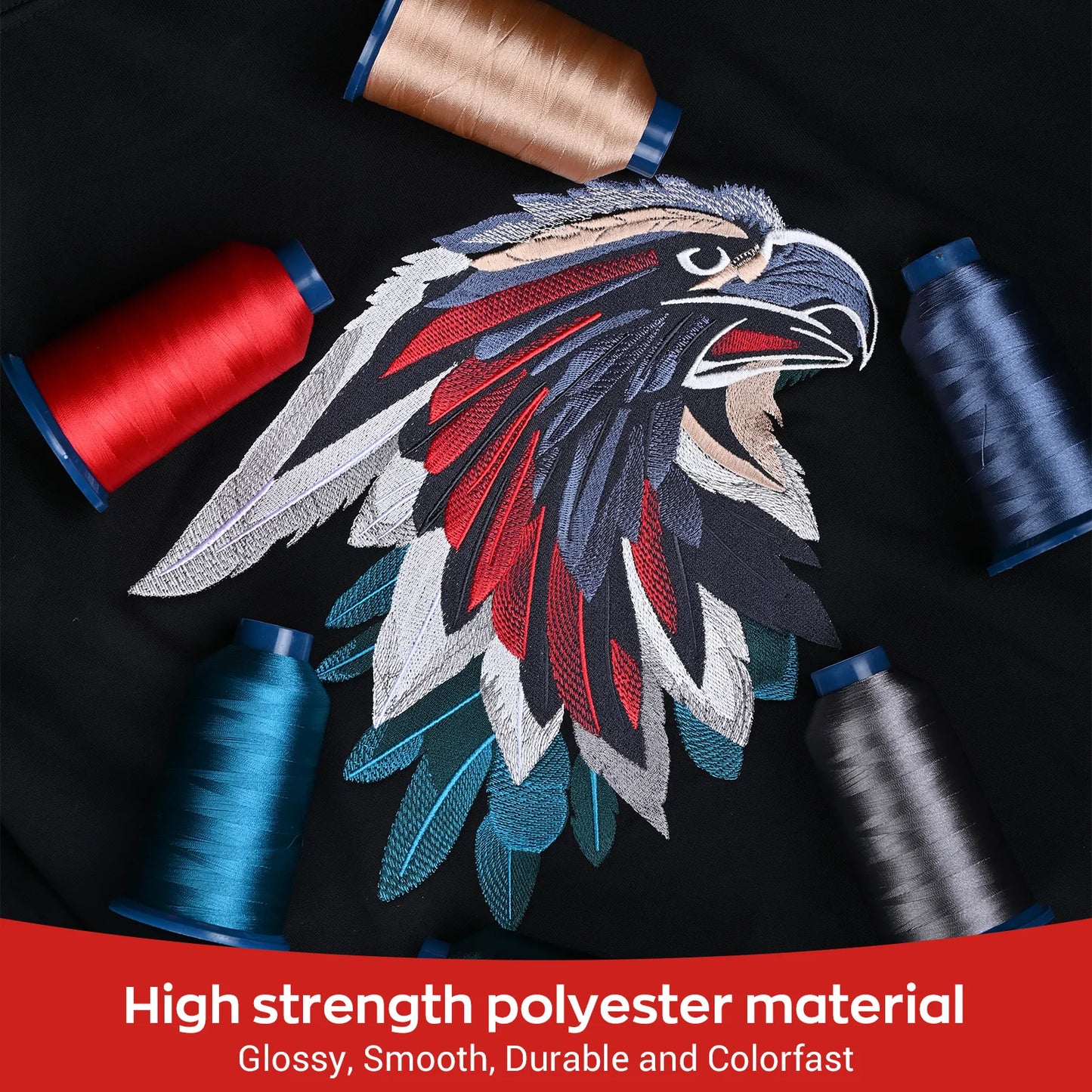 Polyester Embroidery Thread Kit, 100 Colors, 4000m Spools