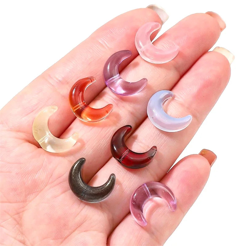 10pcs 15x12mm Crystal Glass Moon Charm Beads Fit for 8mm Beads for Necklace Bracelet Earring DIY Jewelry Making Supply
