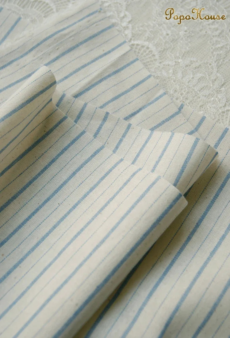 Vintage Linen Grid Striped Woven Cotton Fabric For Sewing Projects