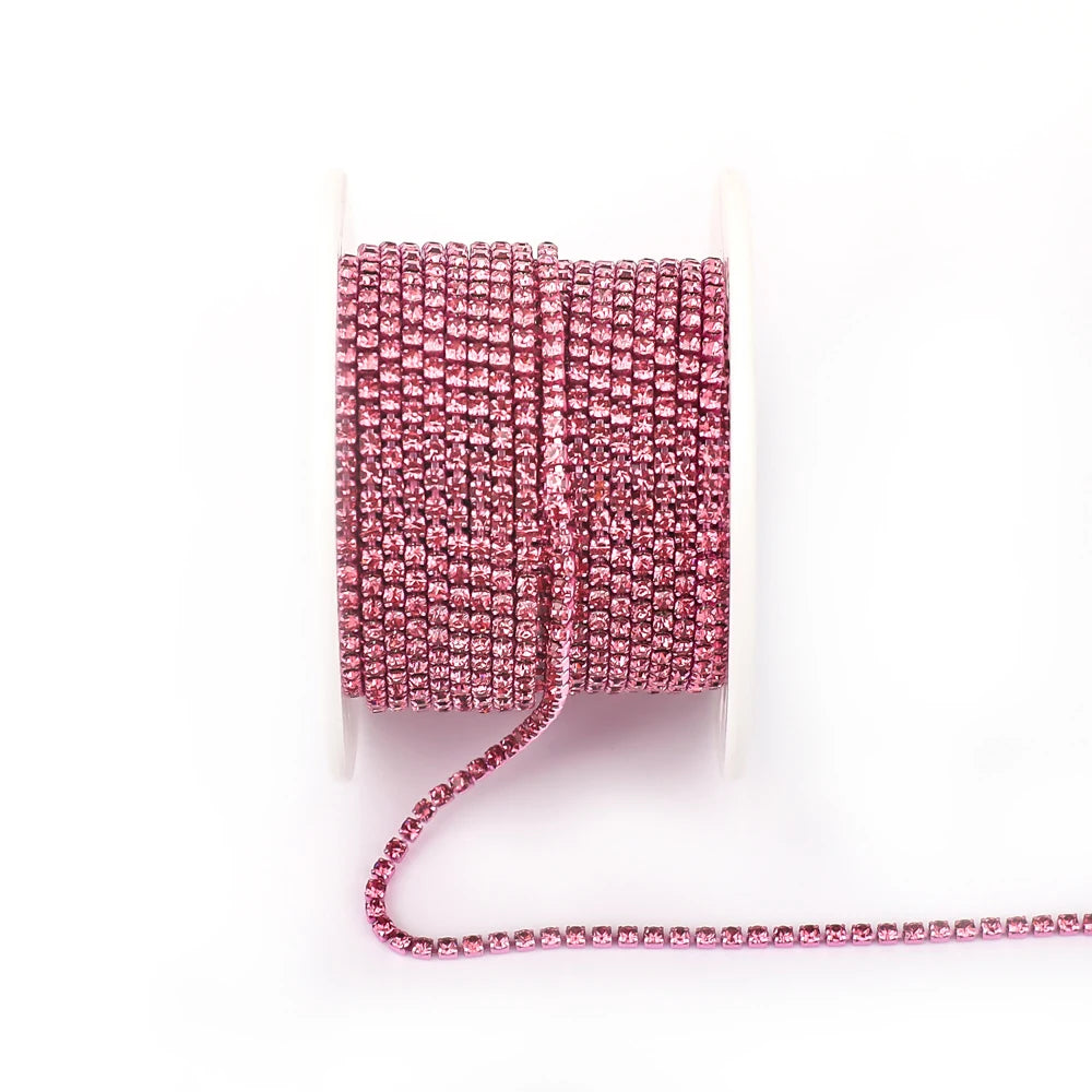 Red Glass Rhinestone Chain Trim Sew On For Garments