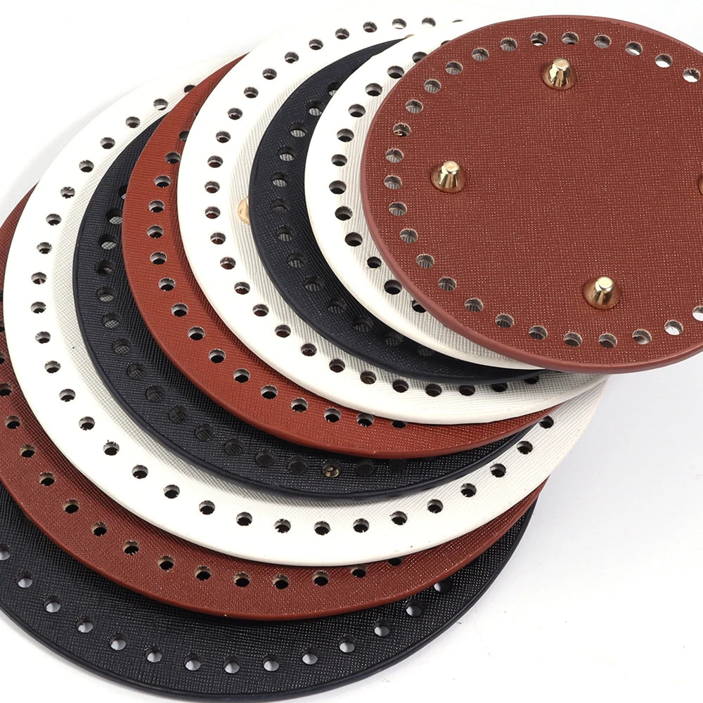 PU Leather Oval Round Bag Bottom for DIY Knitting Crochet