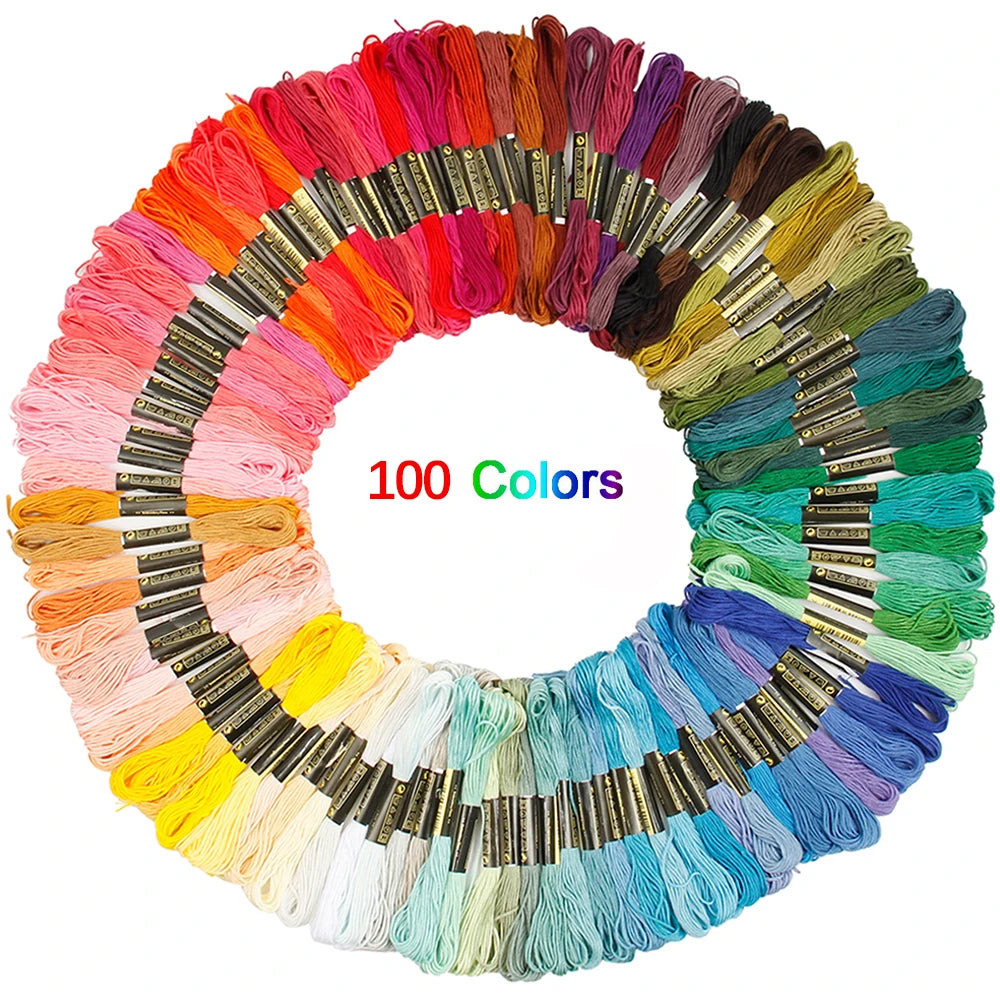 Mixed Colors Embroidery Thread Kit 100/200/447Pcs Cotton Floss Skeins