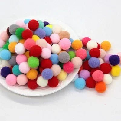 Assorted Fluffy Pom Poms For Craft Projects Or DIY Decor