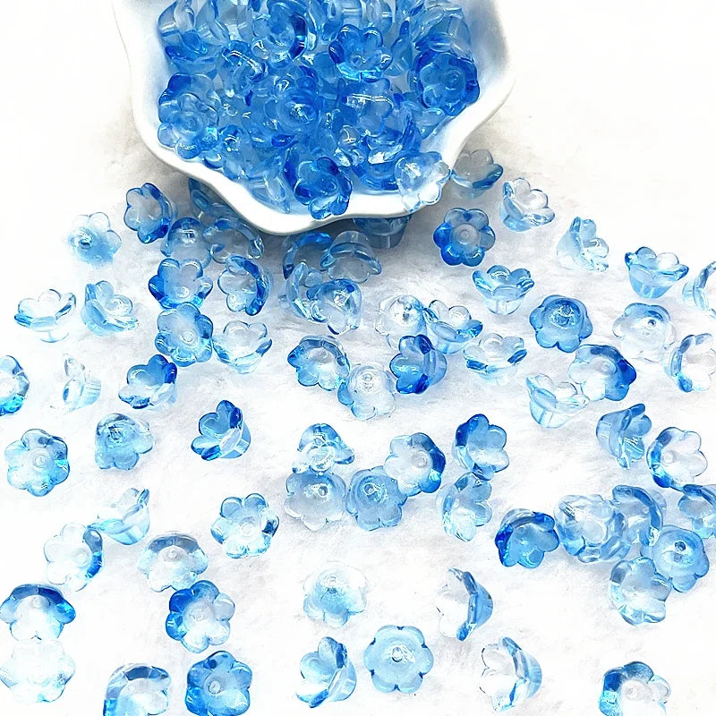 New 20pcs/lot 7X12mm Colorful Bellflower Lampwork Beads Caps Glass Spacer Beads for Jewelry Making DIY Bracelets Hairpin