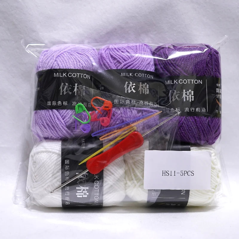 Milk Cotton Yarn Set 5Pcs For Crochet And Knitting