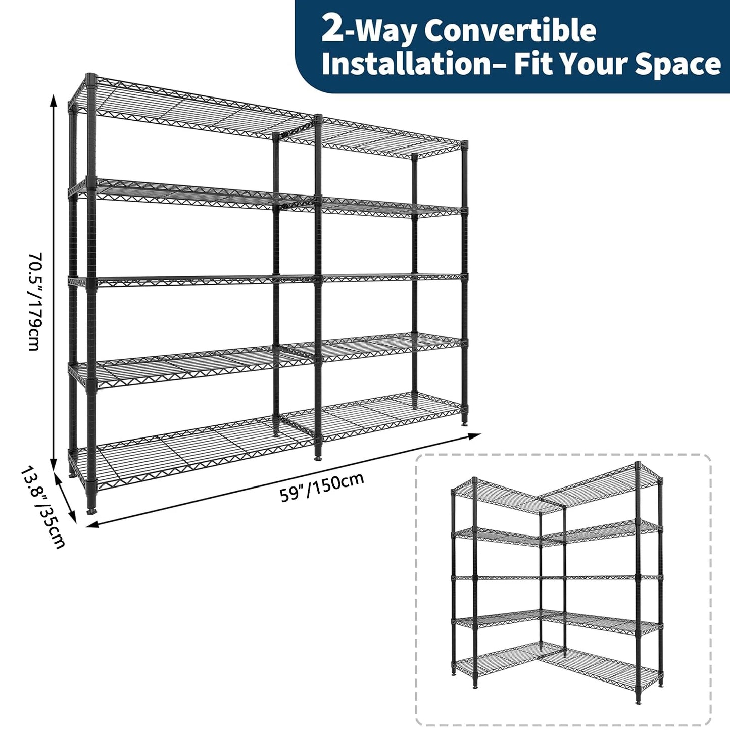 Twister.CK Heavy Duty Five-Tier Metal Shelving Unit