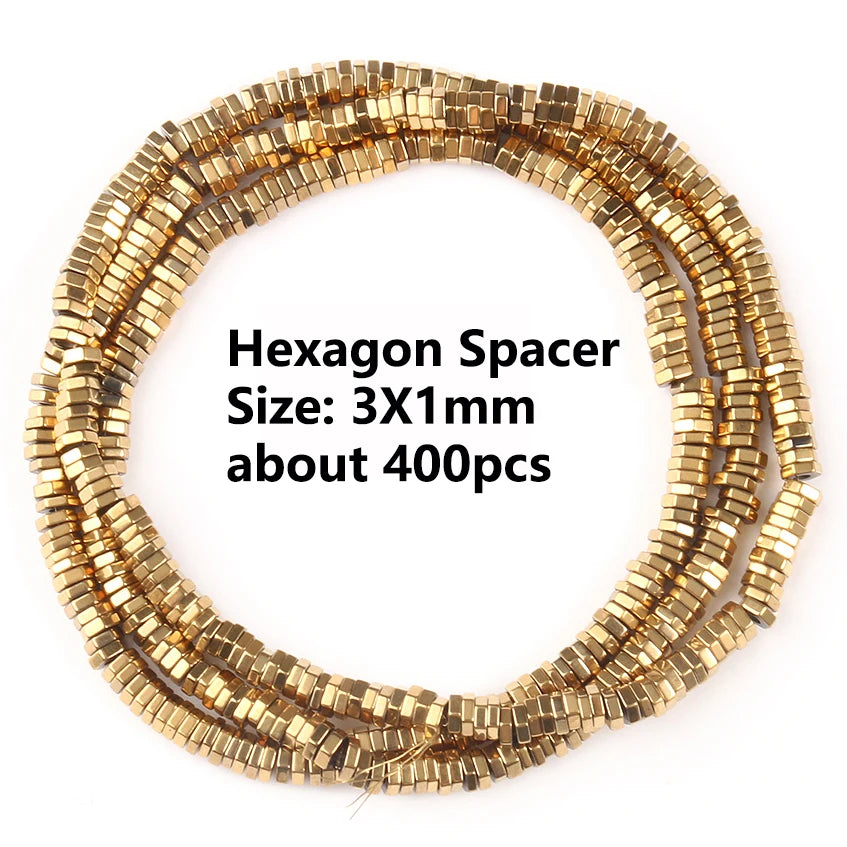 Color Retention Real Gold Plated Hematite Bead Irregular Heart Cube Rondelle Spacer Beads For Jewelry Making Diy Bracelet 15inch