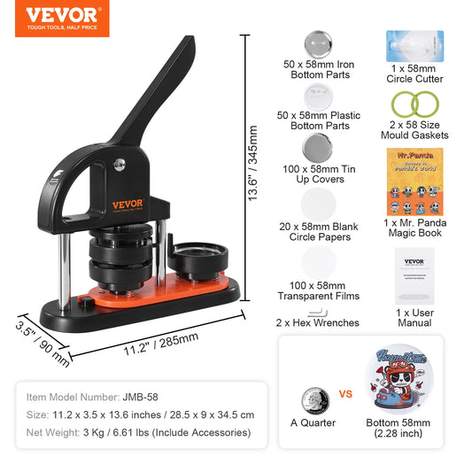 SucceBuy Button Maker Kit With Ergonomic Arc Handle