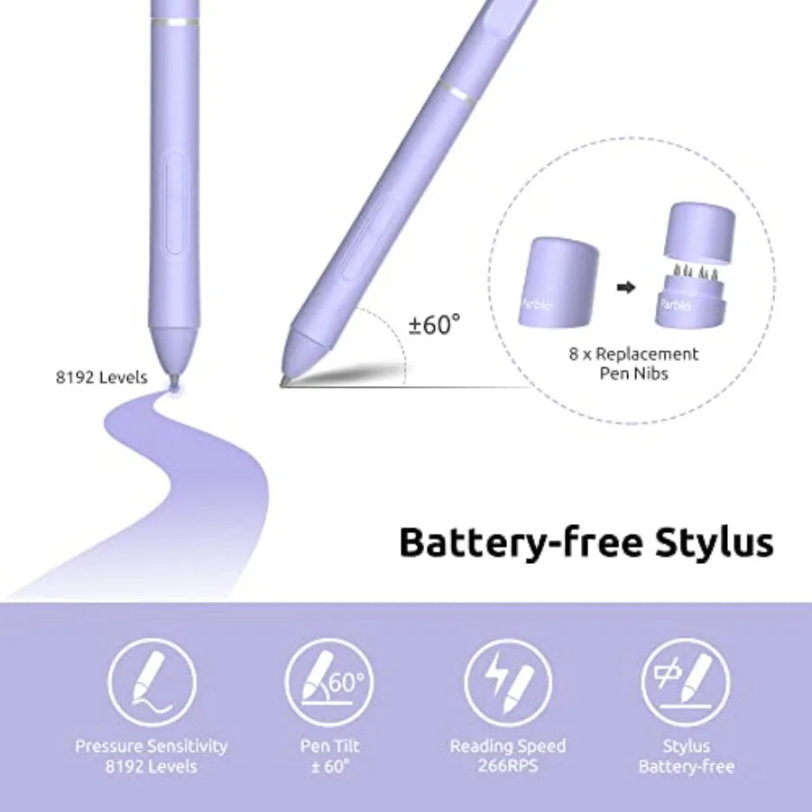 Graphic Drawing Tablet With Battery-Free Stylus And Glove 8192 Levels