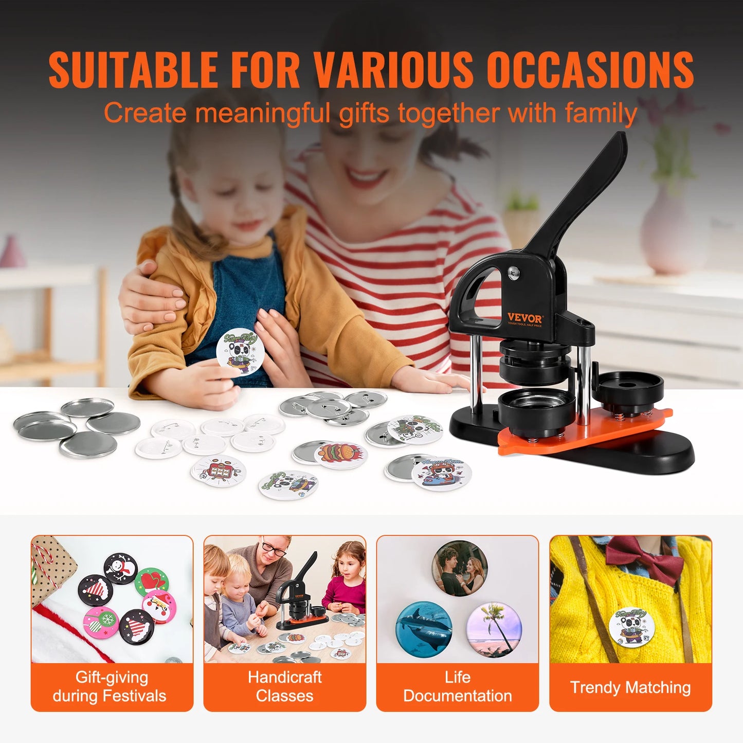 SucceBuy Button Maker Kit With Ergonomic Arc Handle