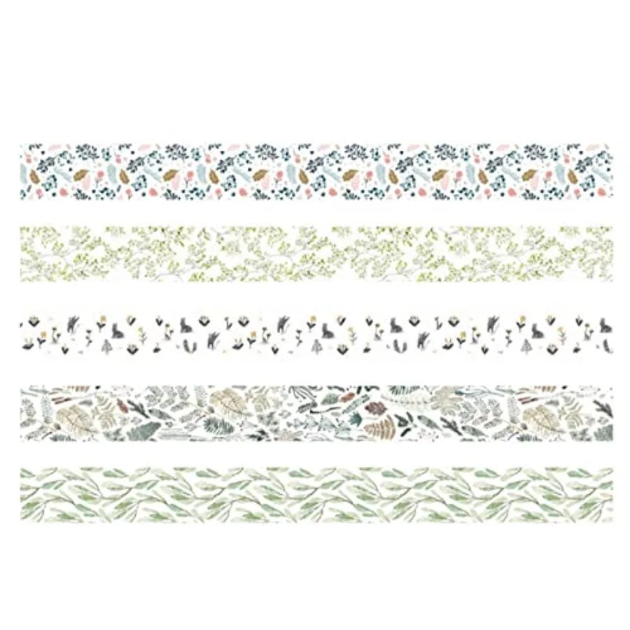 5 Rolls Washi Tape Set Creative Basic Skinny Decorative Tapes for Arts, DIY Crafts, Journals, Planners, Scrapbooking, Wrapping