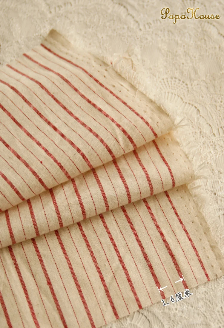 Vintage Linen Grid Striped Woven Cotton Fabric For Sewing Projects
