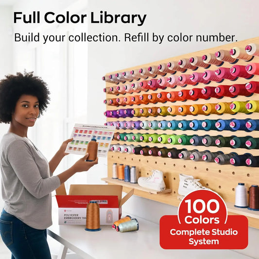Polyester Embroidery Thread Kit, 100 Colors, 4000m Spools
