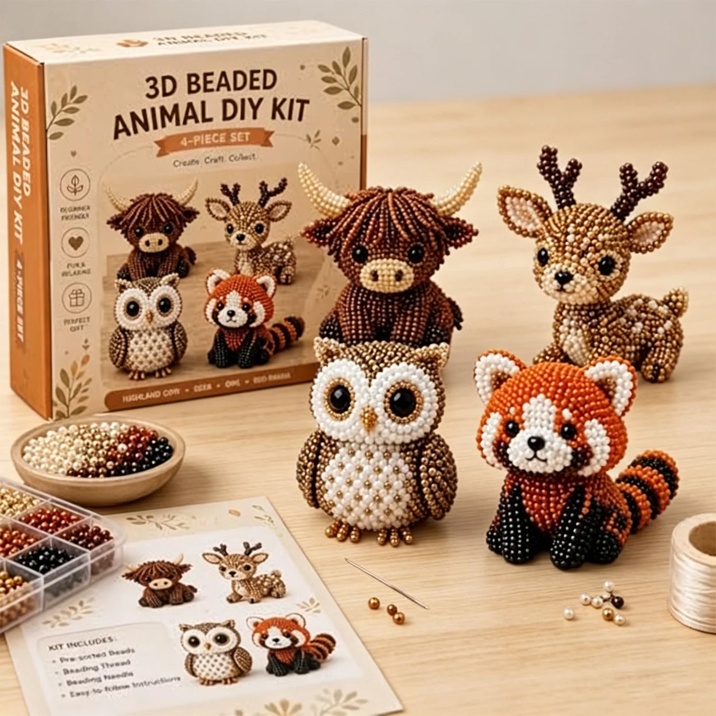 Tiny 3D Beaded Animal DIY Kit Cute Bird Beading Set
