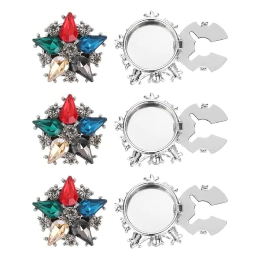 Rhinestone Button Cover Set, 6Pcs Star Flower Crystal Embellishments
