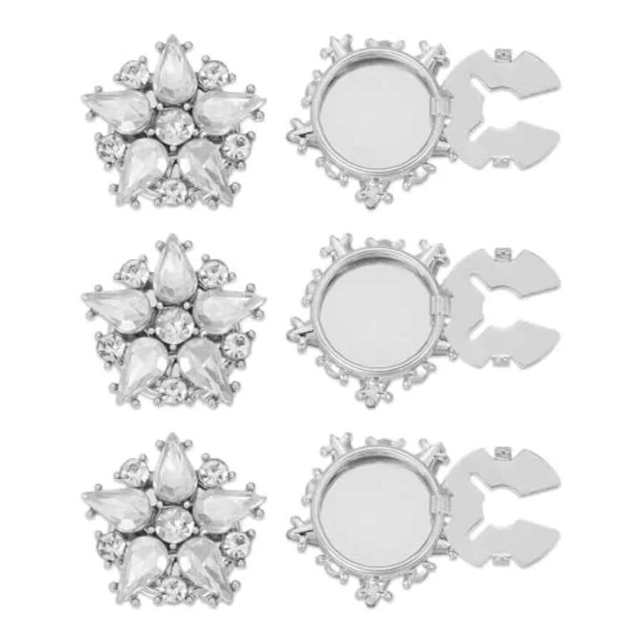 Rhinestone Button Cover Set, 6Pcs Star Flower Crystal Embellishments