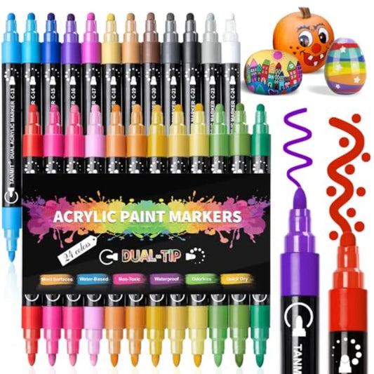 Acrylic Paint Markers Dual Tip Pens For Fabric Rock Wood Glass