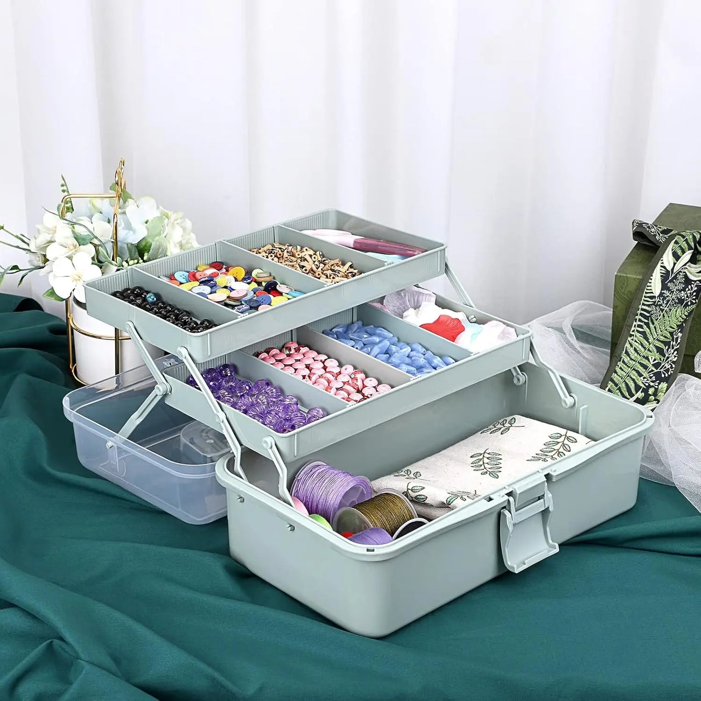 Three Layer Plastic Dividing Storage Box With Adjustable Spacers