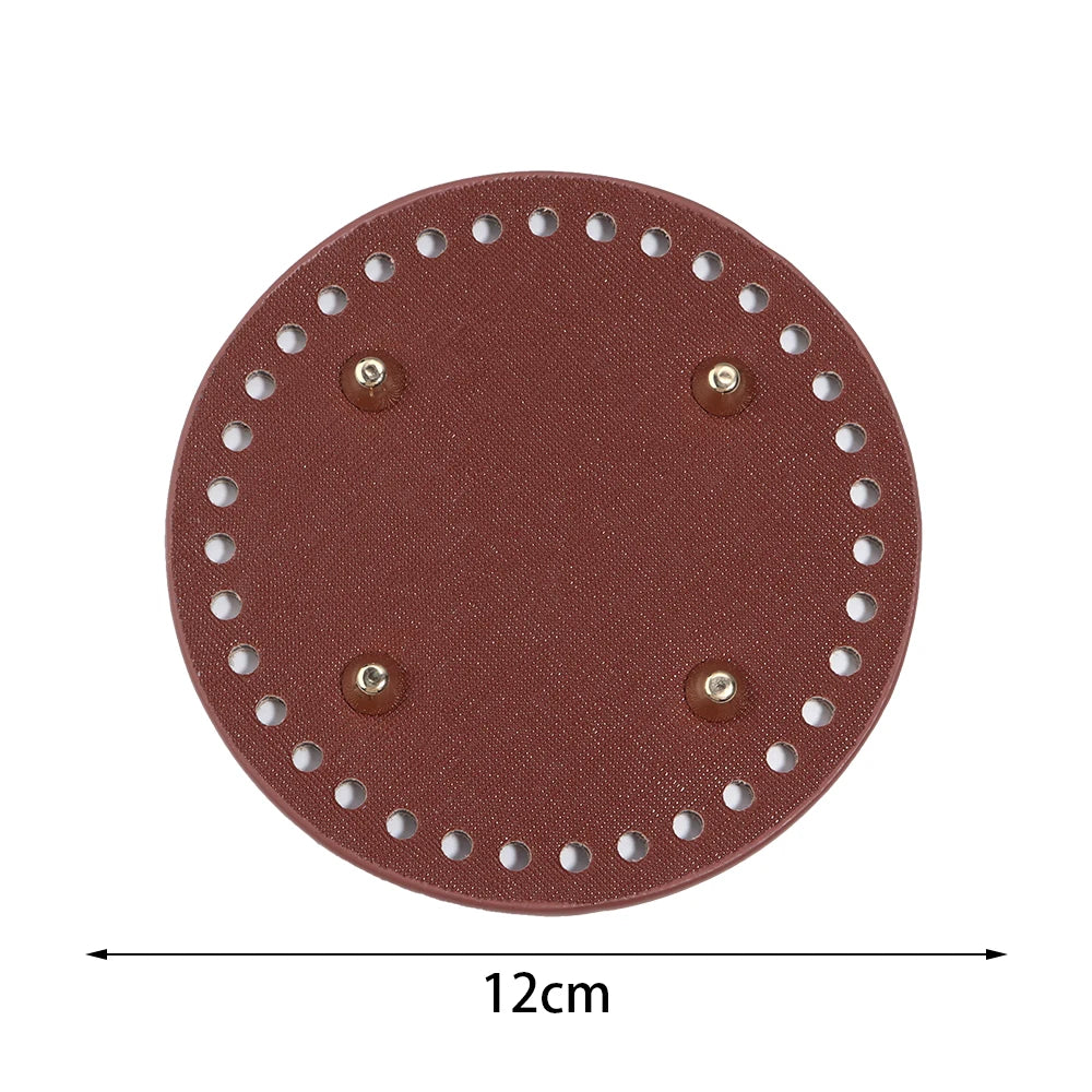 PU Leather Oval Round Bag Bottom for DIY Knitting Crochet