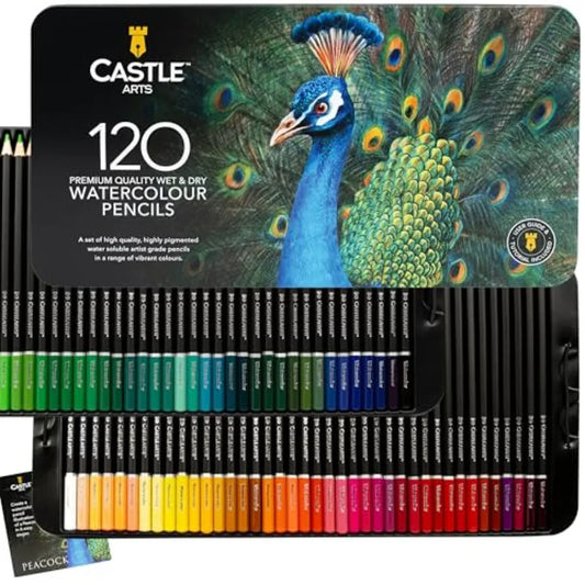 Watercolor Pencils Set 120 Vibrant Pigments In Tin Case