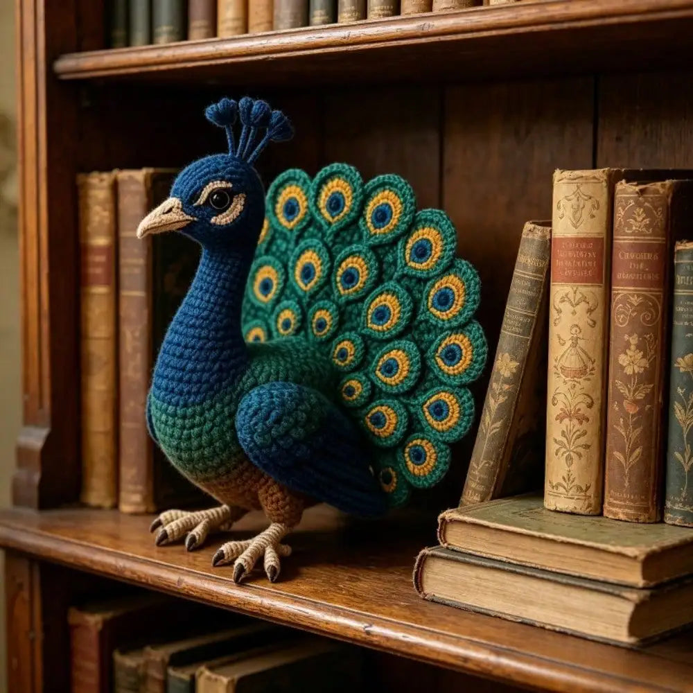 Handmade DIY Peacock Crochet Materials Kit (not a finished product; requires knitting)