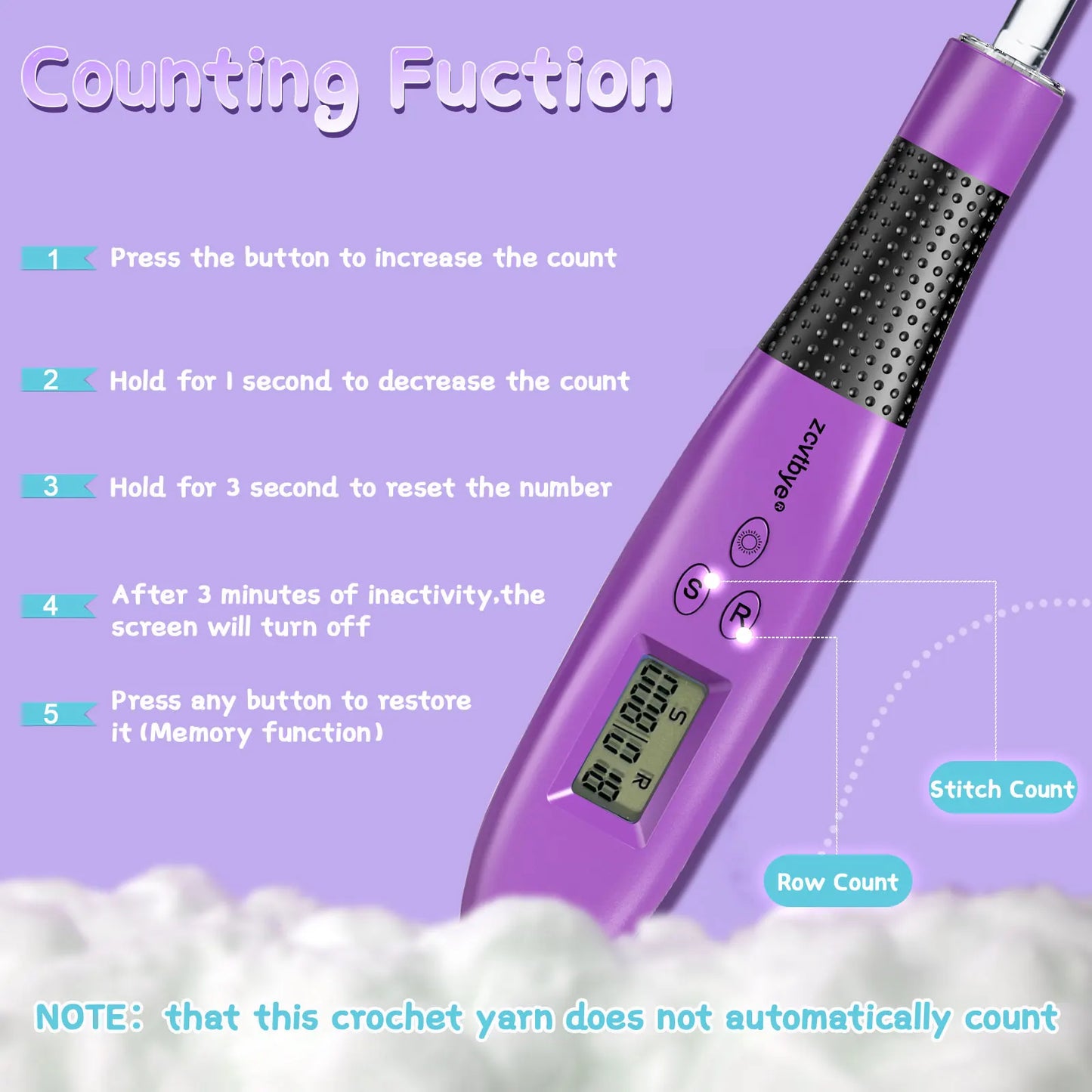 24Pcs Crochet Hook Set With Counter And LED Light Ergonomic