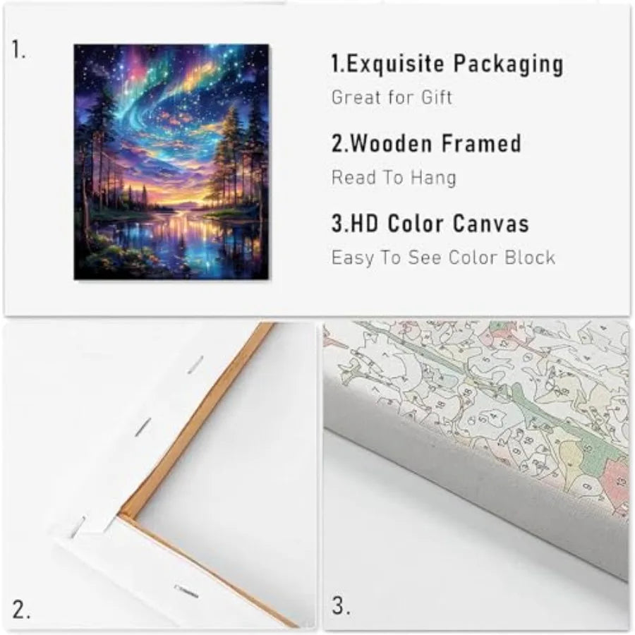 Paint By Numbers Kit for Adults Starry Sky Landscape Acrylic