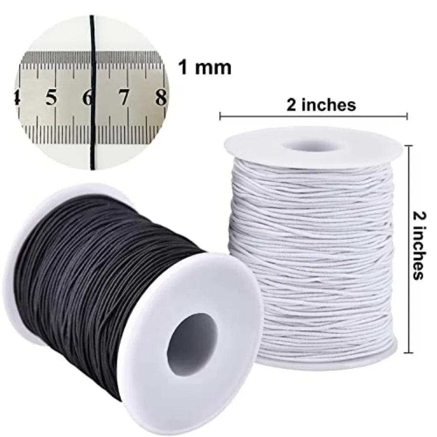 Stretchy String for Bracelets, 4 Rolls 1 mm Sturdy Elastic String Elastic Cord for Jewelry Making, Necklaces, Beading 2 Black+