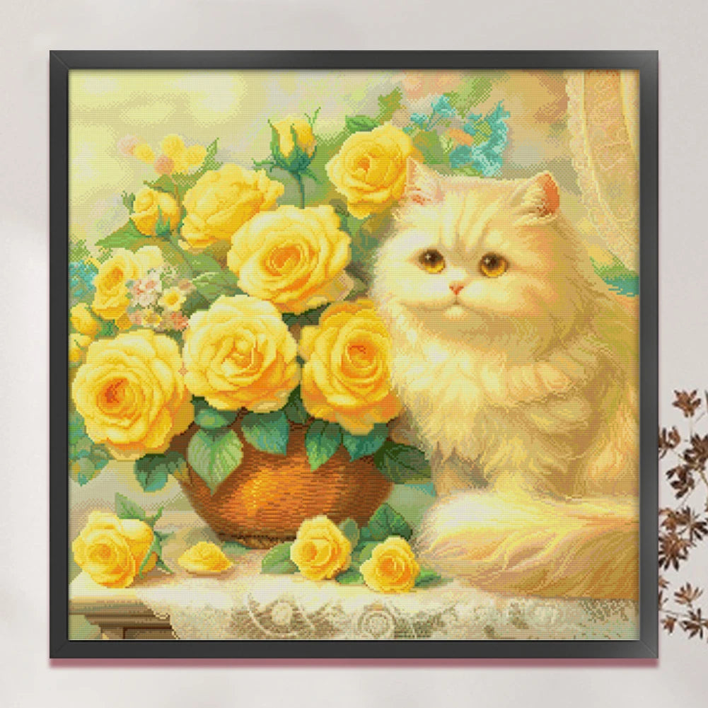 Premium Cross Stitch Embroidery Kit Floral Pattern For DIY Decor