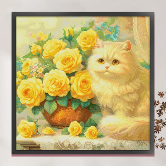 Premium Cross Stitch Embroidery Kit Floral Pattern For DIY Decor