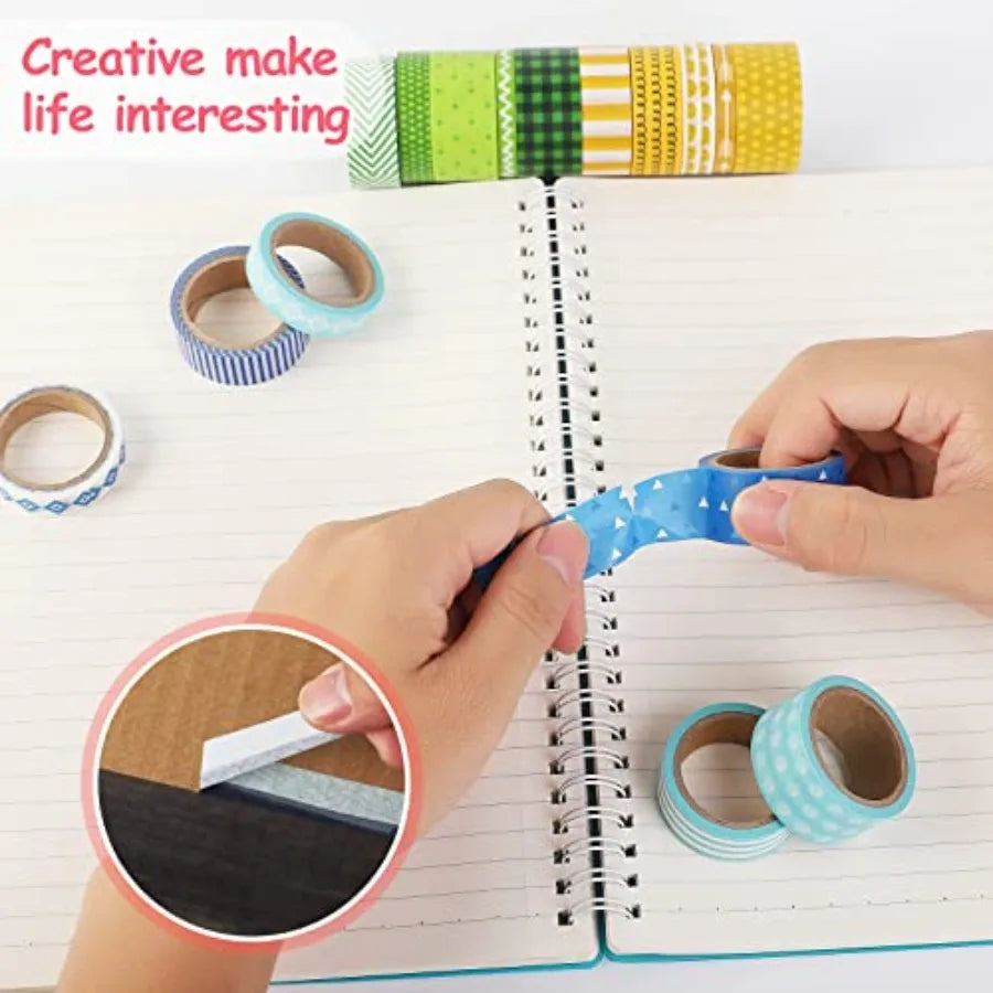 50 Rolls Washi Tape Set, Decorative Adhesive Tape for Scrapbook, Arts and Crafts, Journals, and Planners, Each Rolls 5yd Total