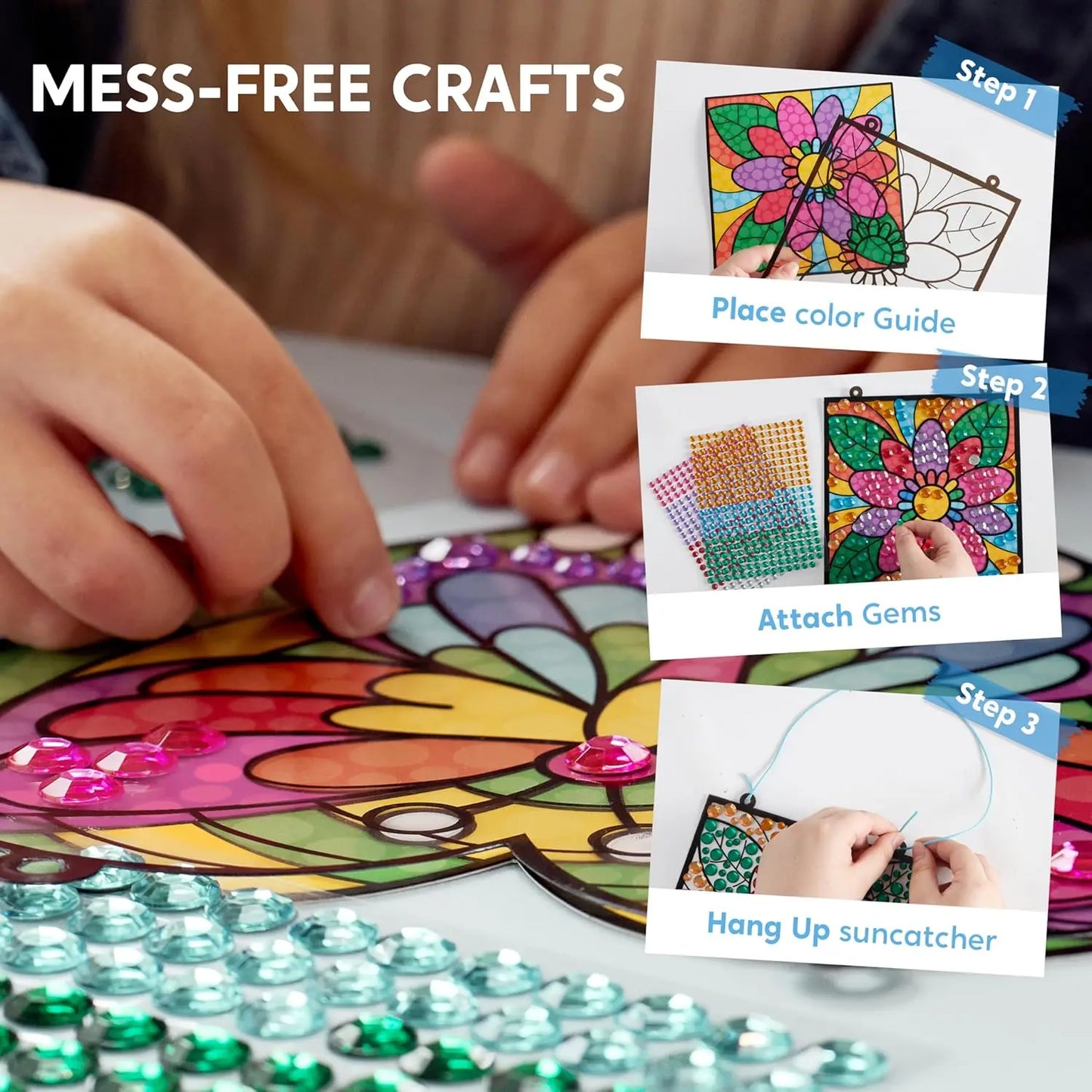 Joyfy 4Pcs Window Art Suncatcher Kits Diamond Painting For Kids
