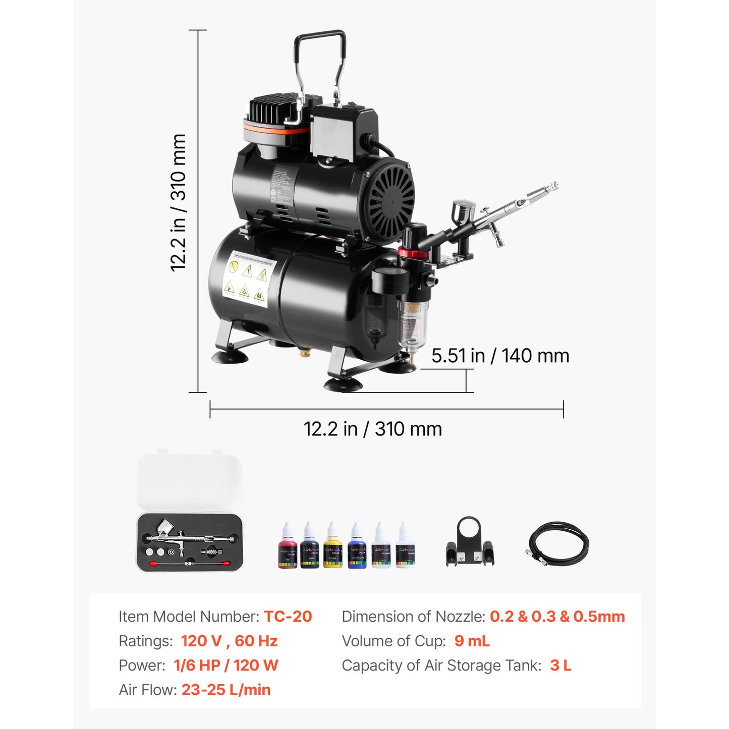 SucceBuy Airbrush Kit With Air Compressor Dual-Action Set