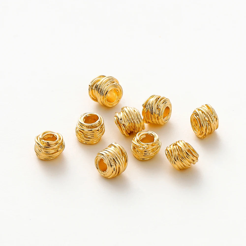 St.kunkka Gold Plated Brass Weaving Ball Spacer Beads 10Pcs Pack
