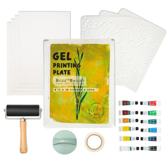 Gel Printing Plate Kit With Printmaking Paper And Brayer