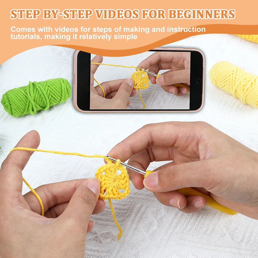 Crochet Starter Kit DIY Woven Material Bag With Tutorial Videos