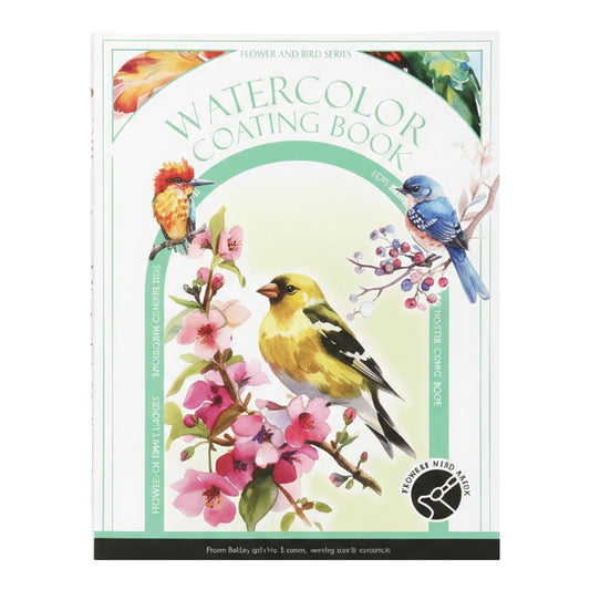Watercolor Coloring Book Kit With 12 Color Cakes And Brush